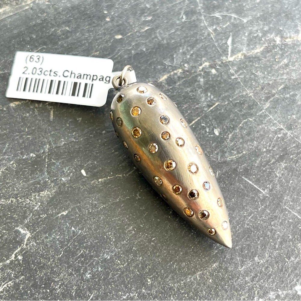 Unisex Multi-Colored Natural Diamond Dagger Pendant, Sterling Silver 925